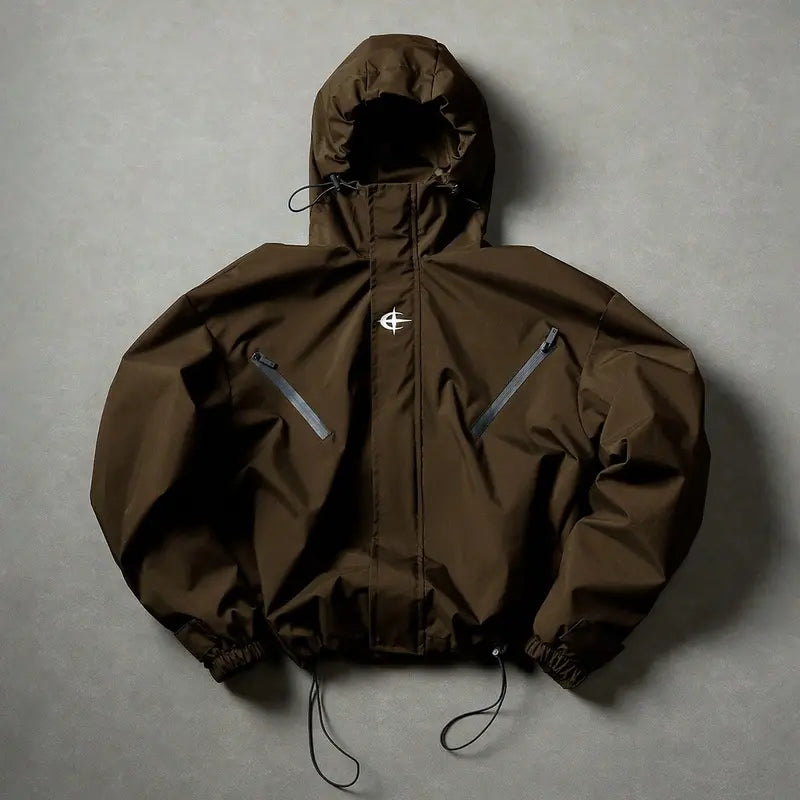 Cropped Hooded Waterproof Windbreaker